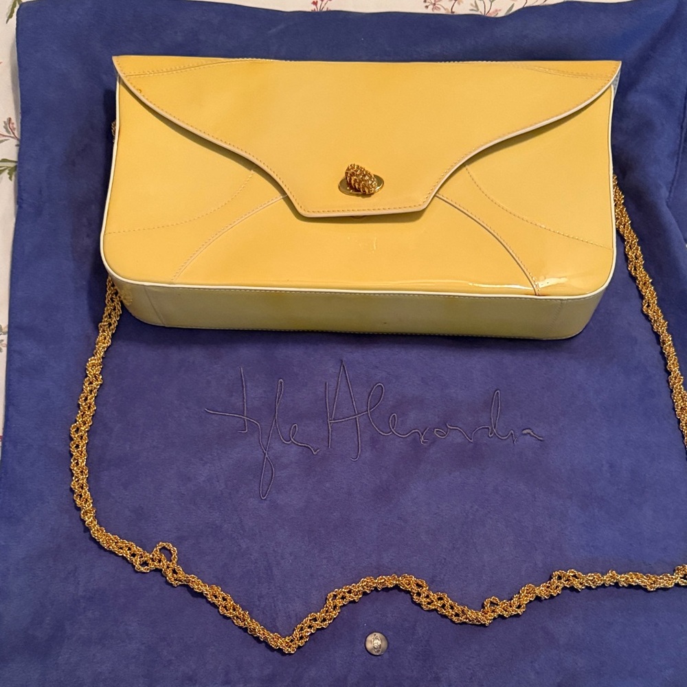 Tyler Alexandra Yellow Leather Clutch Bag